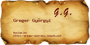 Greger Györgyi névjegykártya